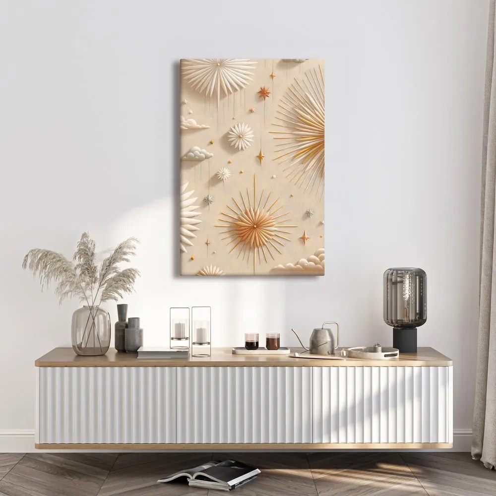 Quadro su tela – Sole e stelle tra le nuvole
