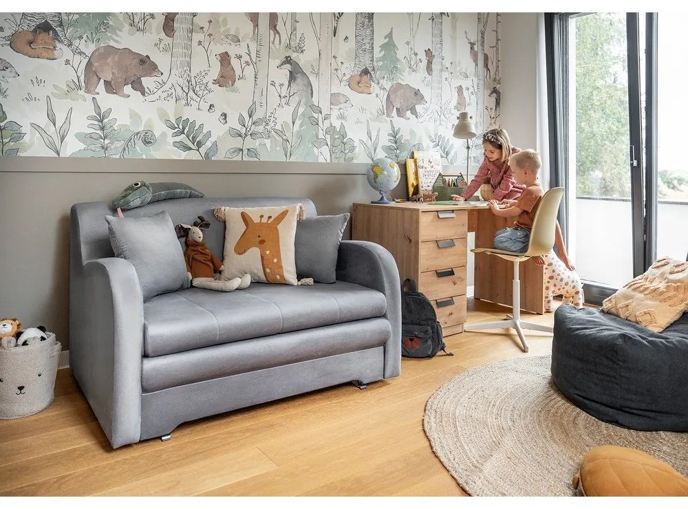 Divano grigio chiaro allungabile e rivestimento in velluto 130 cm Ario – ELTAP