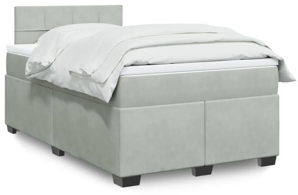 Giroletto A Molle Con Materasso Grigio Chiaro 120x200cm Velluto /