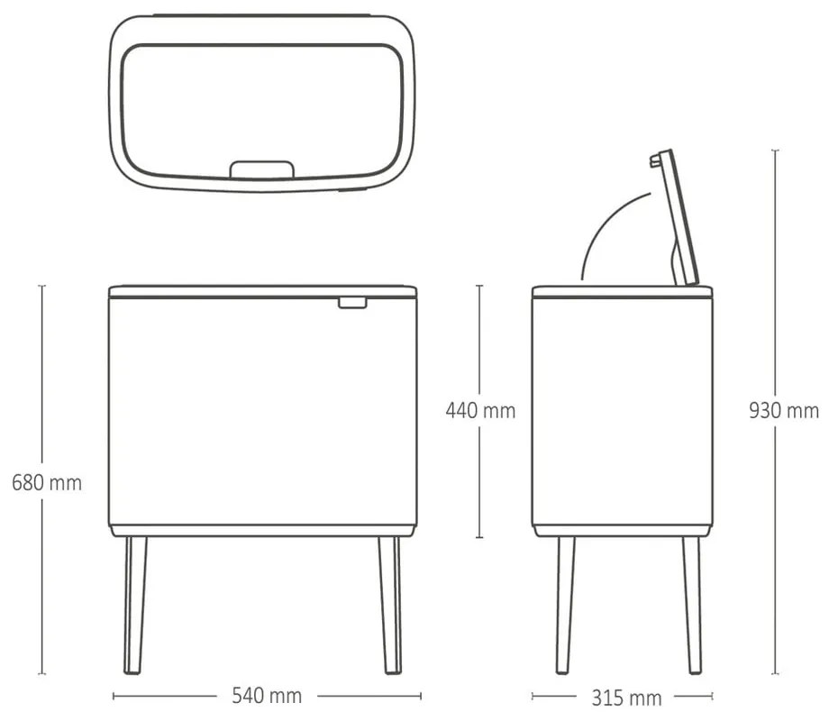 Cestino per la spazzatura in acciaio bianco per raccolta differenziata/touch 33 l Bo Touch Bin – Brabantia