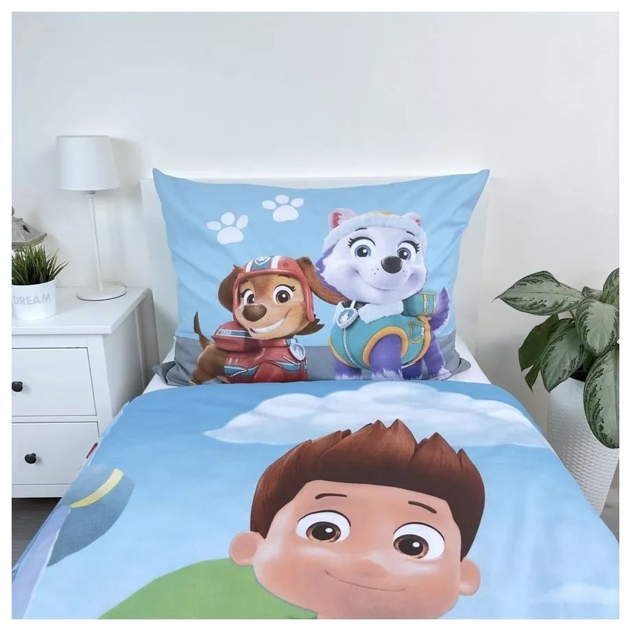 Set copripiumino e federa da bambini blu in cotone per letto singolo 140x200 cm Paw Patrol – Jerry Fabrics