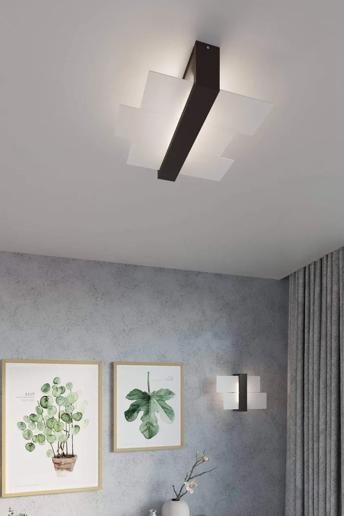 Plafoniera da Soffitto Legno Wenge e Vetro 2xE27 FENIKS 2 da Interno