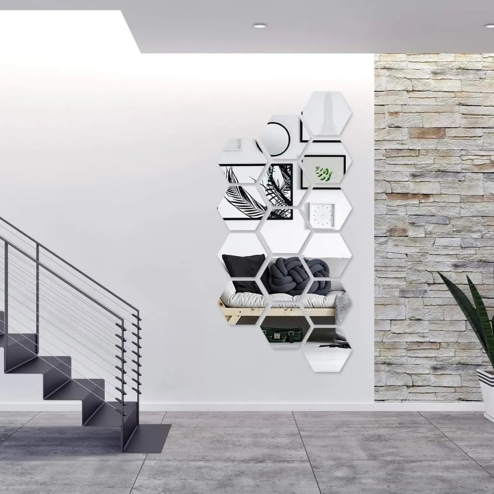 Set di adesivi per muro specchiati 12 pz 20x17 cm Hexagonal – Ambiance