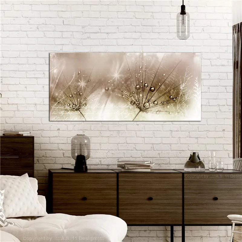 Quadro Drops of Dew (1 Part) Brown Wide  Colore Bianco, Dimensioni e Misure 100x45