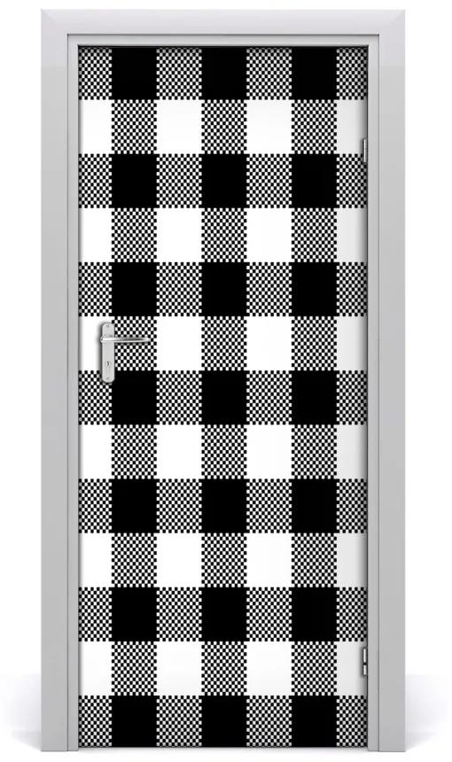 Poster adesivo per porta Griglia in bianco e nero 75x205 cm