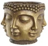 Vaso DKD Home Decor Dorato Legno Magnesio Rotondo Buddha Orientale 34 x 34 x 30 cm 30 x 34 x 30 cm