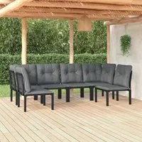 Set Salotto da Giardino 6 pz in Polyrattan Nero e Grigiocod mxl 125213