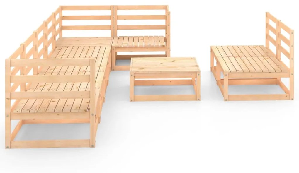 Set divani da giardino 9 pz in legno massello di pino