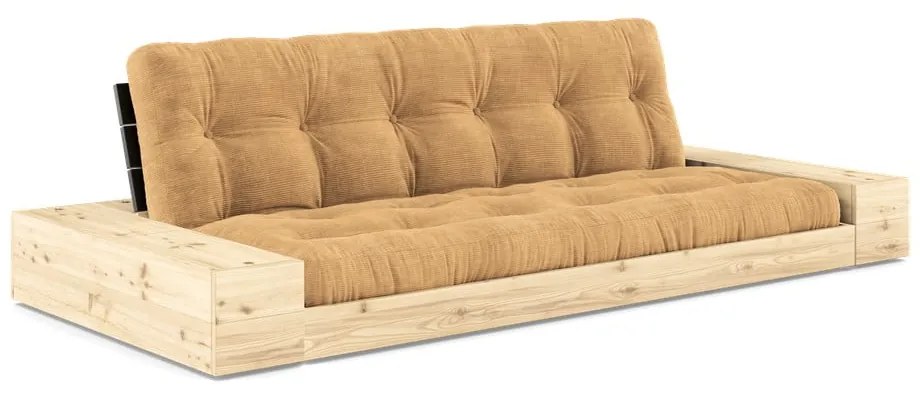 Divano letto in velluto a coste marrone chiaro-senape 244 cm Base - Karup Design