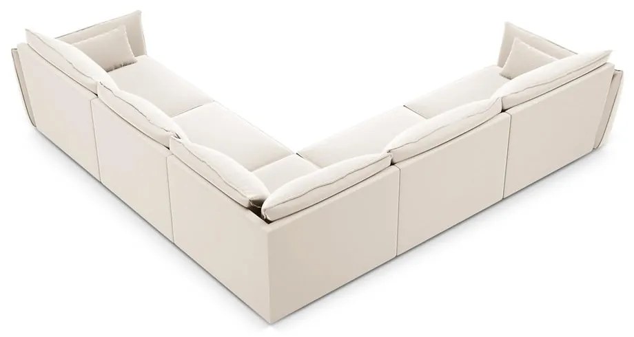 Divano angolare beige con rivestimento in velluto Vanda – Mazzini Sofas