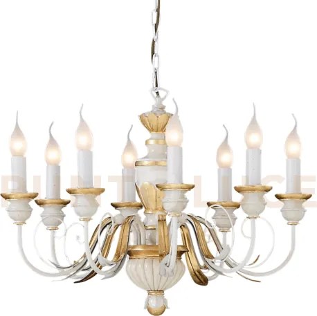 Firenze lampadario a sospensione 8 luci attacco e14 bianco e foglia...