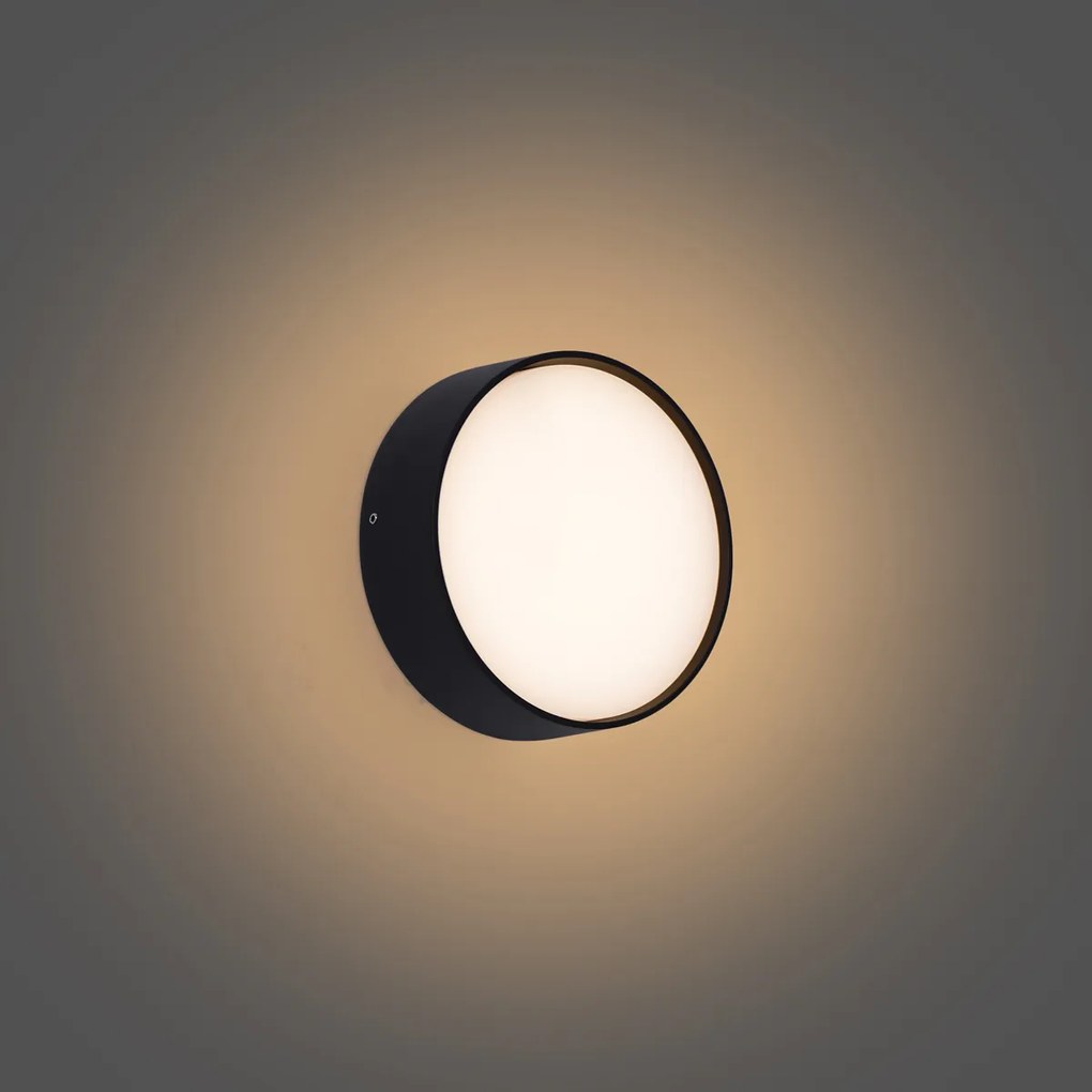 Lampada da parete moderna da esterno nera con LED IP65 - Dop