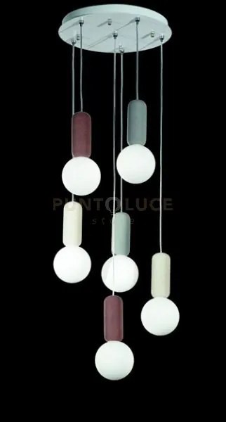Sospensione mix rock 6 luci attacco g9 base tonda d.30cm cemento e ...