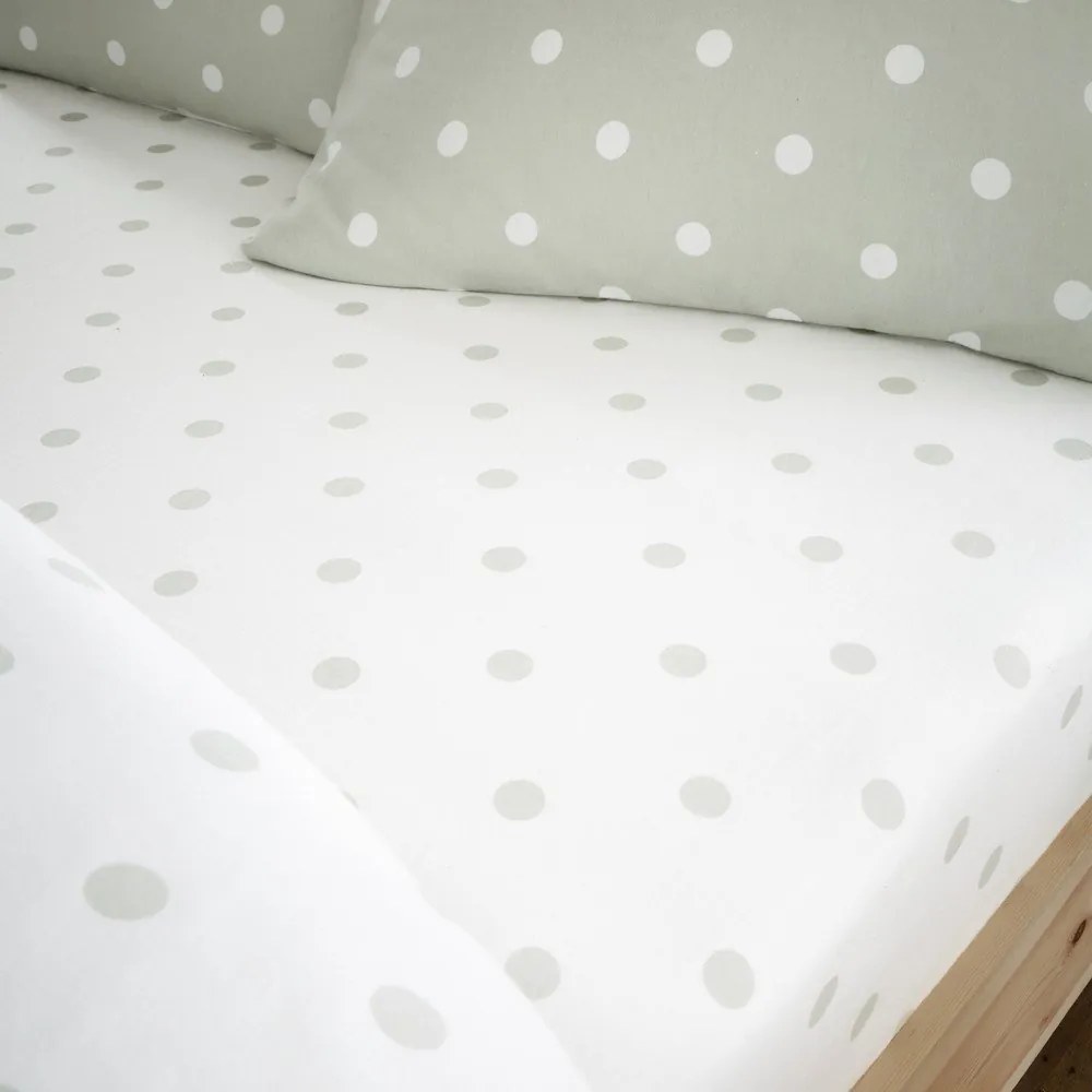Lenzuolo con angoli bianco e verde in flanella 150x200 cm Polka Dot – Catherine Lansfield