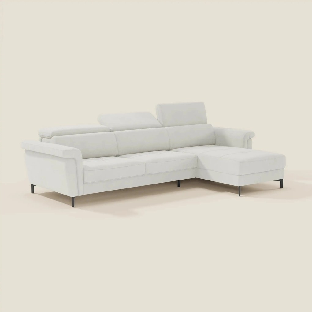 Capri Divano letto angolare con penisola contenitore e poggiatesta reclinabili - elegante tessuto smacchiabile T30