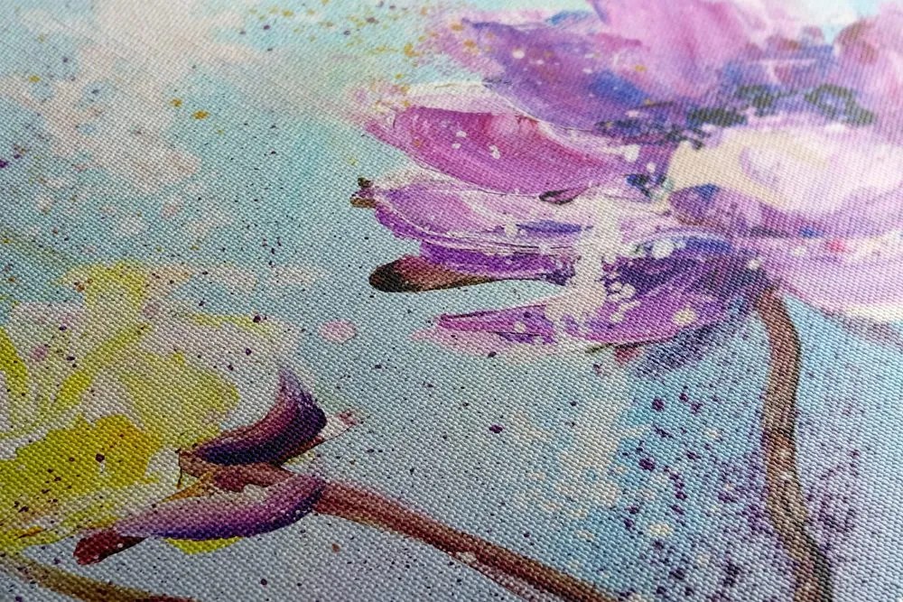 Quadro su tela – Dipinto di fiori gialli e viola