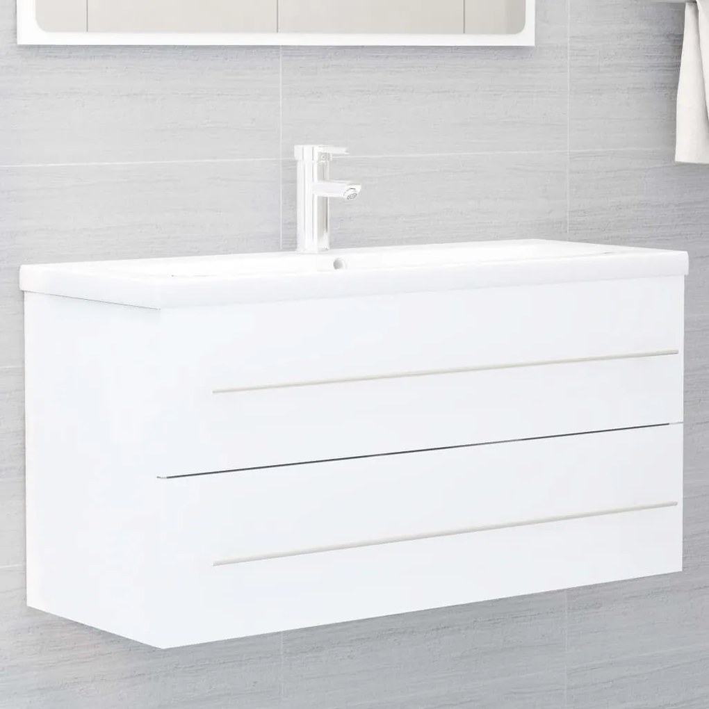 Mobile Lavabo Bianco 100x38,5x48 Cm İn Legno Multistrato /