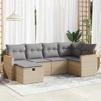 Set Divano da Giardino 6 pz con Cuscini Beige in Polyrattan 3325916