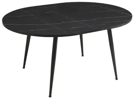Tavolo rotondo con piano in MDF effetto marmo Nero allungabile a 160 cm HABLA