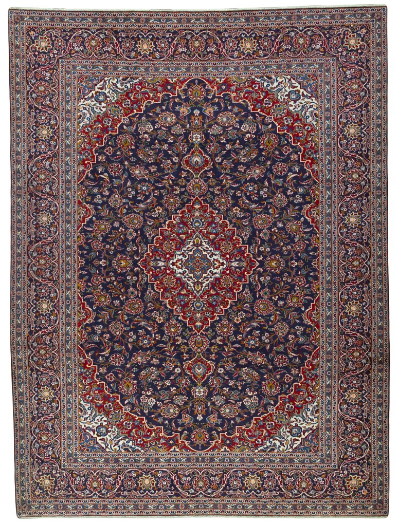 Kashan Tappeto persiano 410 x 310 Blu (Iran) Annodato A Mano