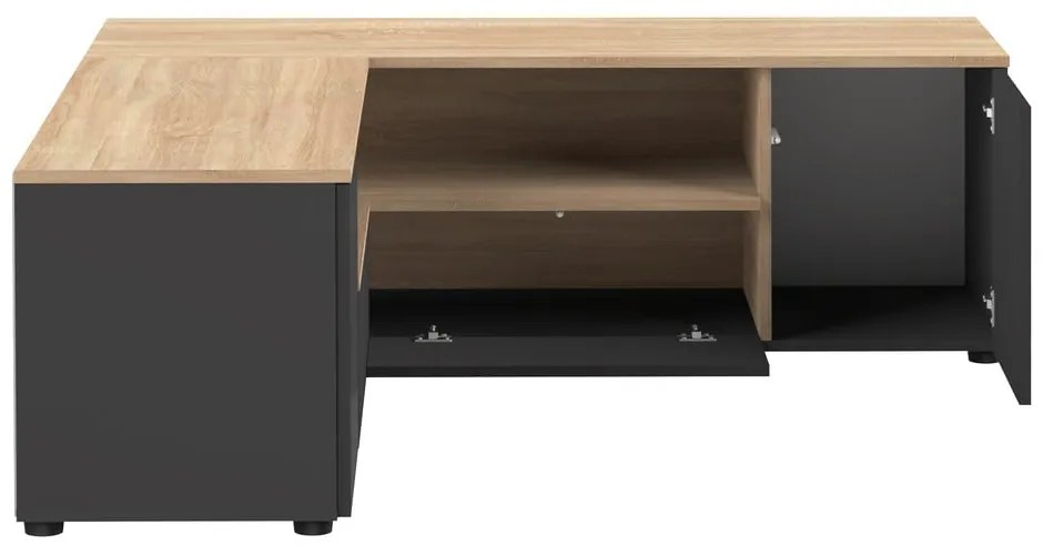 Tavolo TV in rovere decorato in nero e naturale 130x46 cm Angle - TemaHome