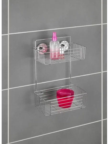 WENKO 20889100-Scaffale VACUUM-LOC rotondo in acciaio cromato lucido 26x38 cm