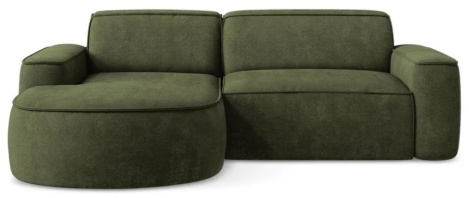 Divano angolare verde (con penisola a sinistra/con chaise lounge) con rivestimento in ciniglia Omao – Makamii
