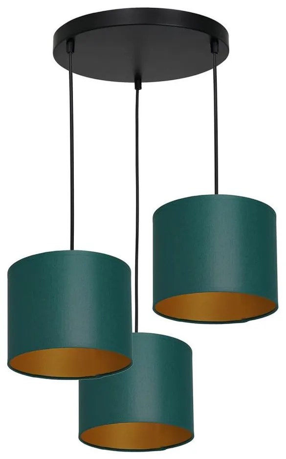Lampadario a sospensione con filo ARDEN 3xE27/60W/230V verde/oro