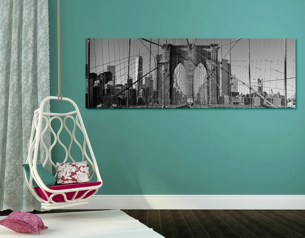Stampa su tela – Ponte di Manhattan a New York in bianco e nero