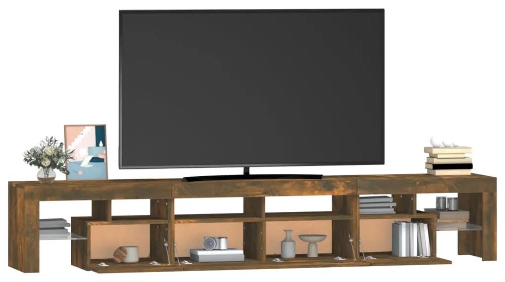 Mobile Porta TV con Luci LED Rovere Fumo 230x36,5x40 cm