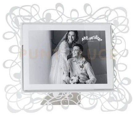 Portafoto di design scarabocchio grande orizzontale bianco marmo in...