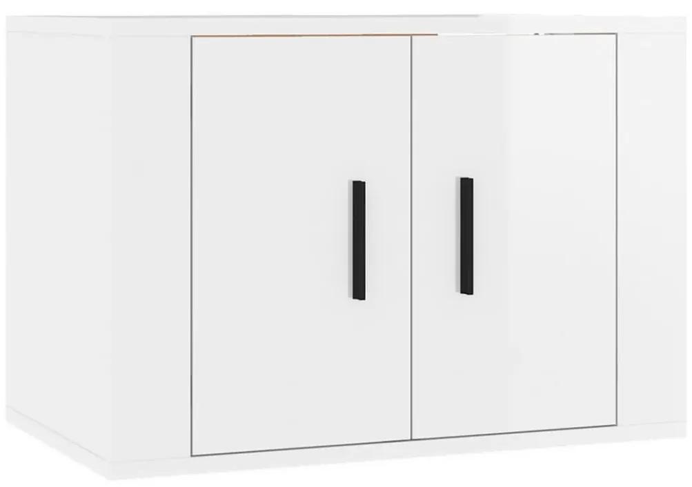 Set di mobili porta tv 2 pz bianco lucido in legno multistrato