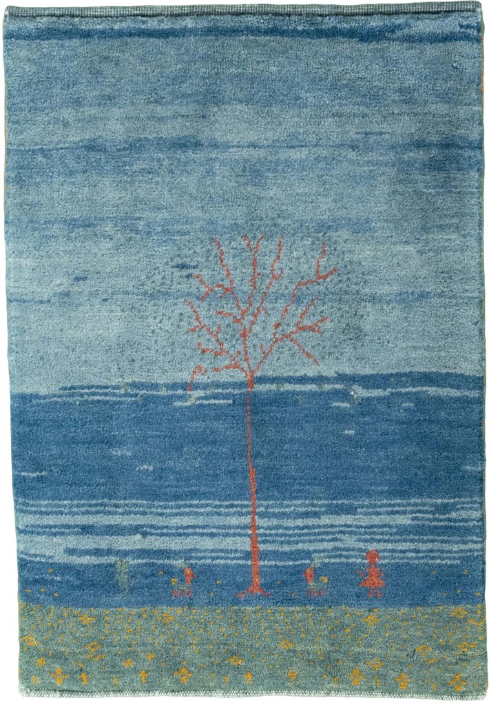 Gabbeh Tappeto 60 x 90 Blu (Iran) Annodato A Mano