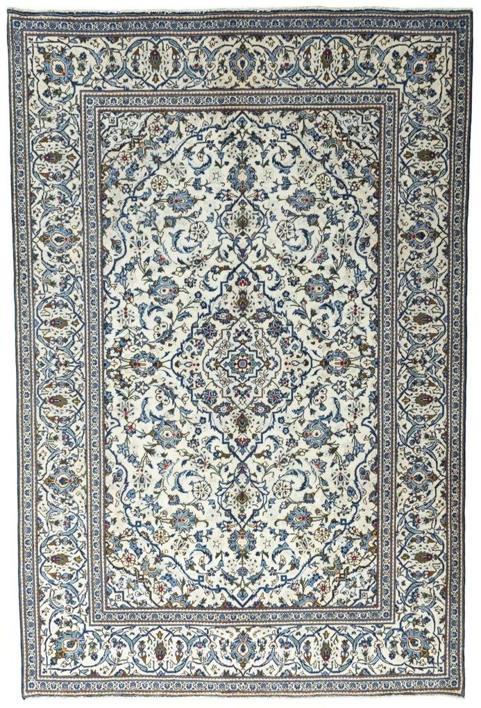 Kashan Tappeto 200x300 Beige (Iran) Annodato A Mano