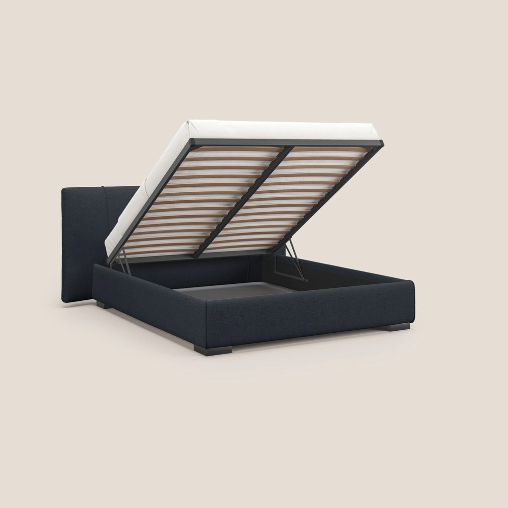 Omero letto imbottito contenitore sfoderabile in tessuto fiammato impermeabile T14 blu
