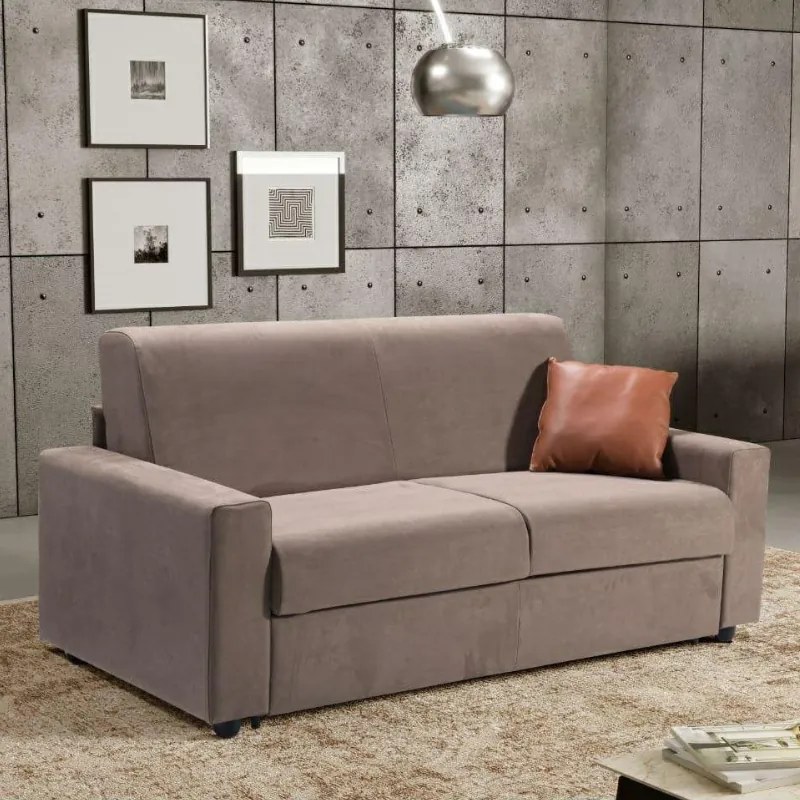 Divano letto ribaltone 200 x 94 x 87 con materasso in finitura Bronx Taupe - Zenith
