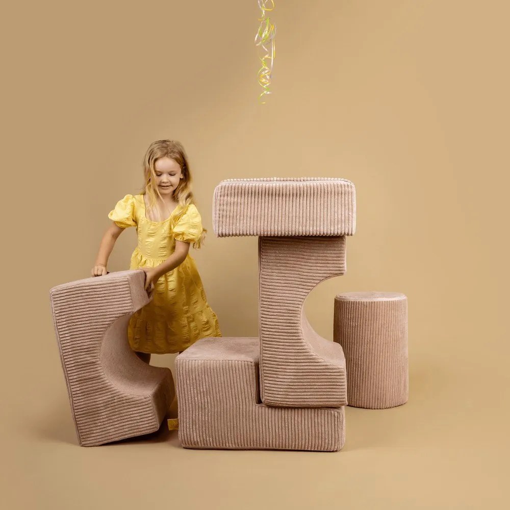 Gioco per psicomotricità color kaki in velluto a coste 4 pz altezza totale 30 cm 45x170 cm Montessori – Meowbaby