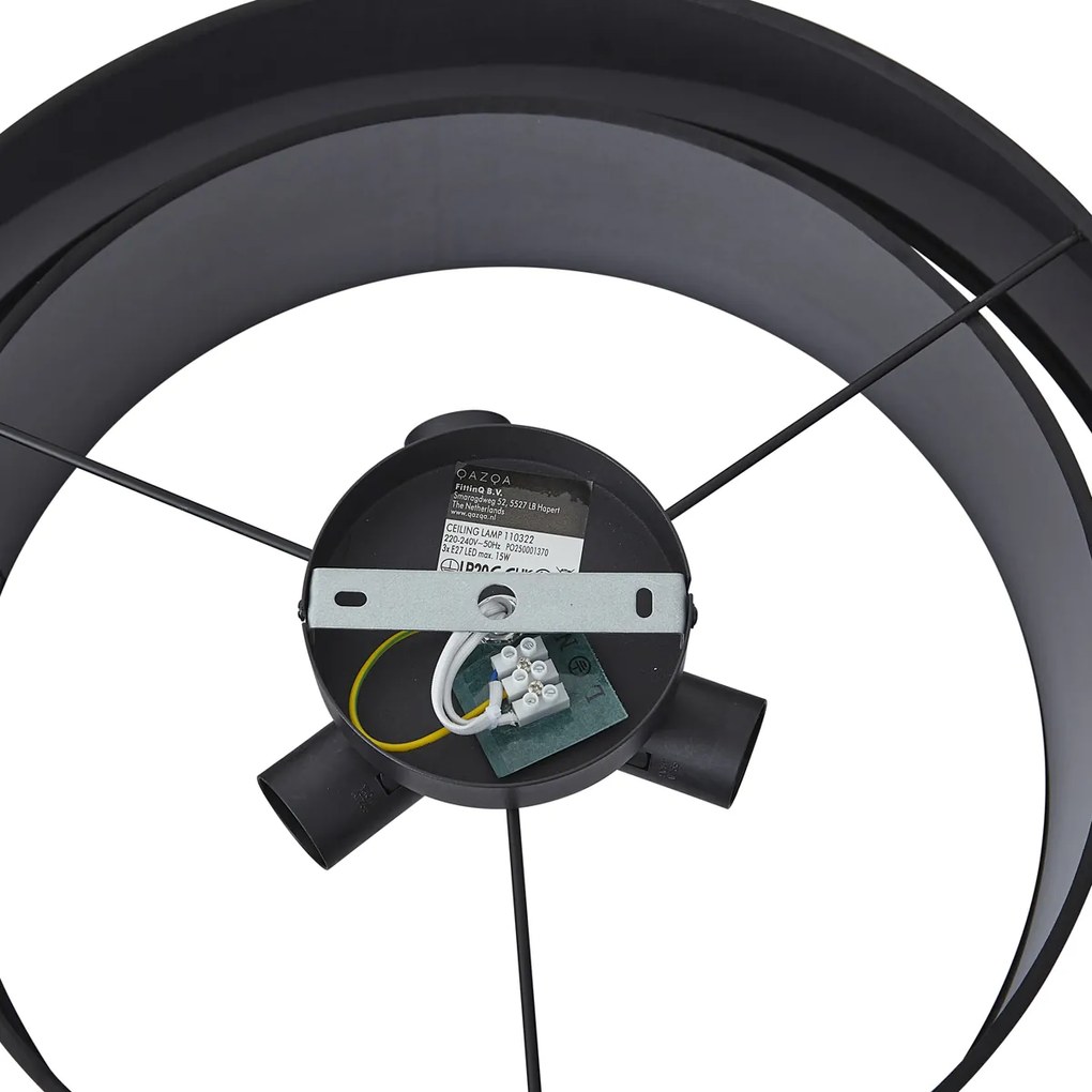 Plafoniera moderna nera 50cm 3 luci - Drum Duo