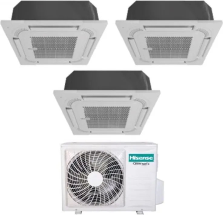 Climatizzatore Condizionatore Hisense Trial Split Inverter a Cassetta 9+9+12 con 3AMW72U4RJC R-32 Wi-Fi Optional 9000+9000+12000 con Telecomando e
