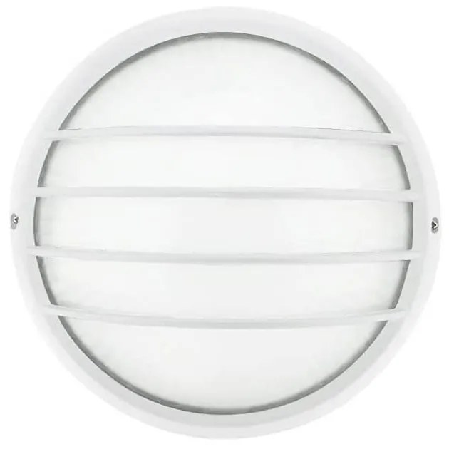 Plafoniera E27 IP54, Bianca, Ø258mm con Griglia protettiva Base E27