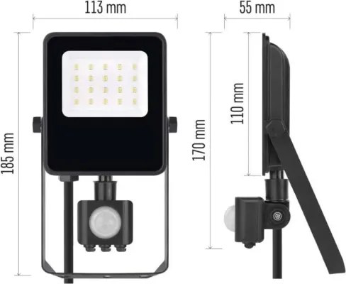 Faretto LED VISIO 10W 230V 4000K IP65 con sensore
