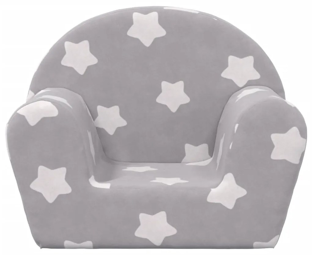 Divano per bambini grigio chiaro con stelle in morbido peluche