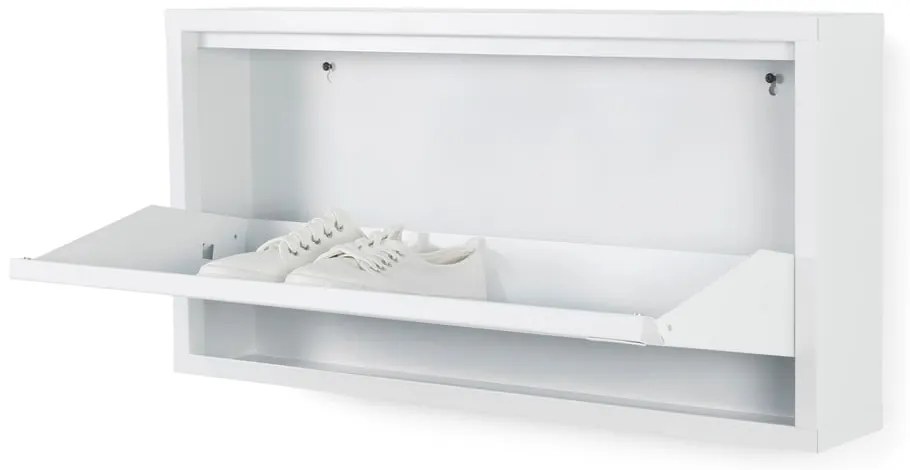 Scarpiera bianca in metallo con ante ribaltabili 75x37,5x12,5 cm Billy – Spinder Design