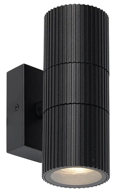 Lampada da parete industriale da esterno nera a 2 luci IP44 - Vigo