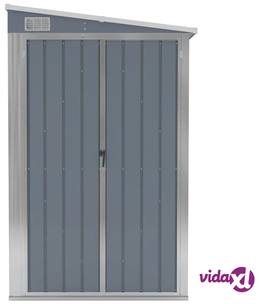 vidaXL Capanno Giardino a Parete Grigio 118x382x178 cm Acciaio Zincato