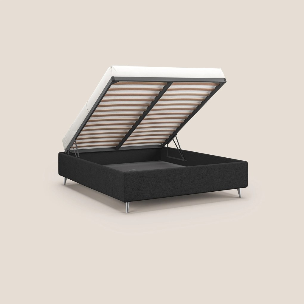 Febe sommier compatto con grande capienza del contenitore in tessuto impermeabile T03 antracite