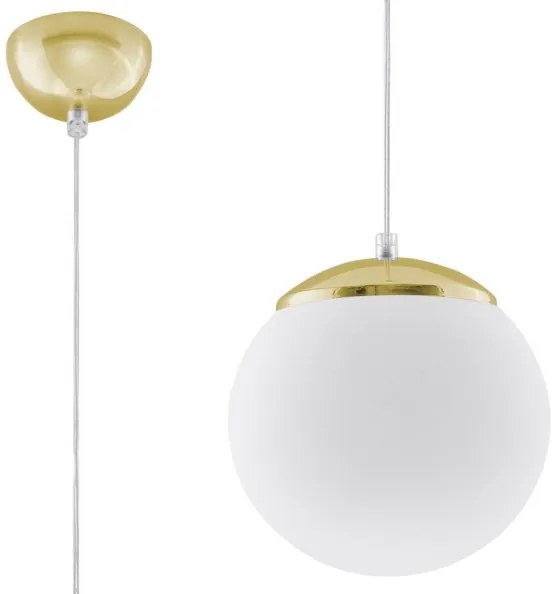 Sollux SL.0715 - Sospensione a cavo TOYA 1xE27/60W/230V Ø 20 cm bianco/oro