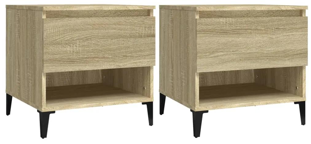 Tavolini 2pz rovere sonoma 50x46x50 cm in legno multistrato