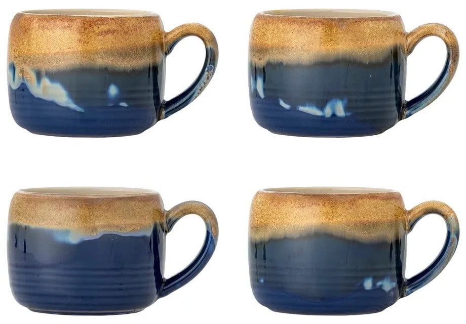 Tazze in set blu e marroni in gres 4 pz 400 ml Sheen – Bloomingville