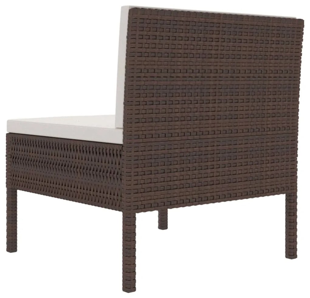 Sedie da giardino 3 pz con cuscini in polyrattan marroni